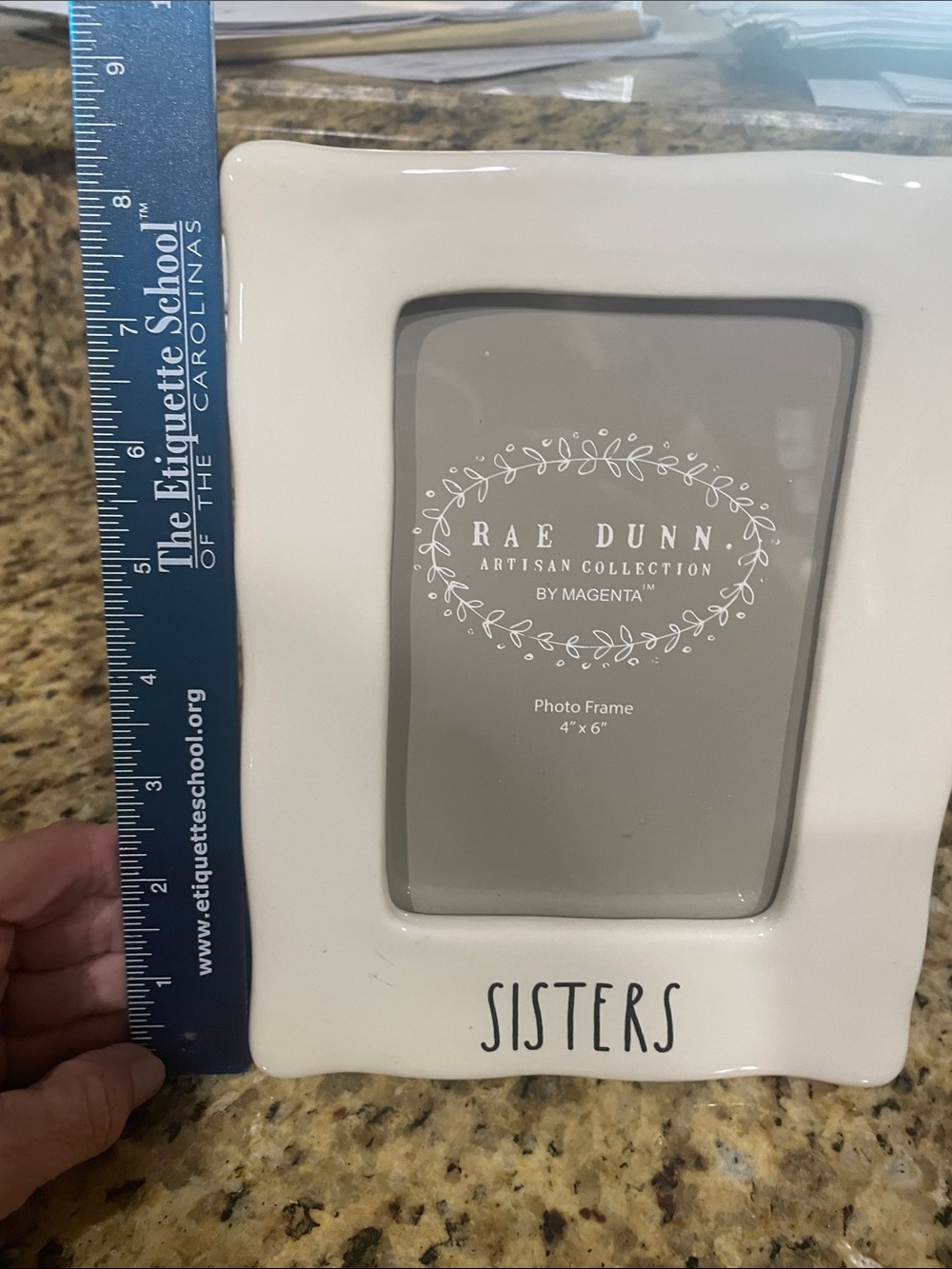 Rae Dunn White Ceramic 'SISTERS' Photo Frame